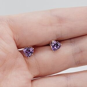 New light purple heart shape CZ earrings